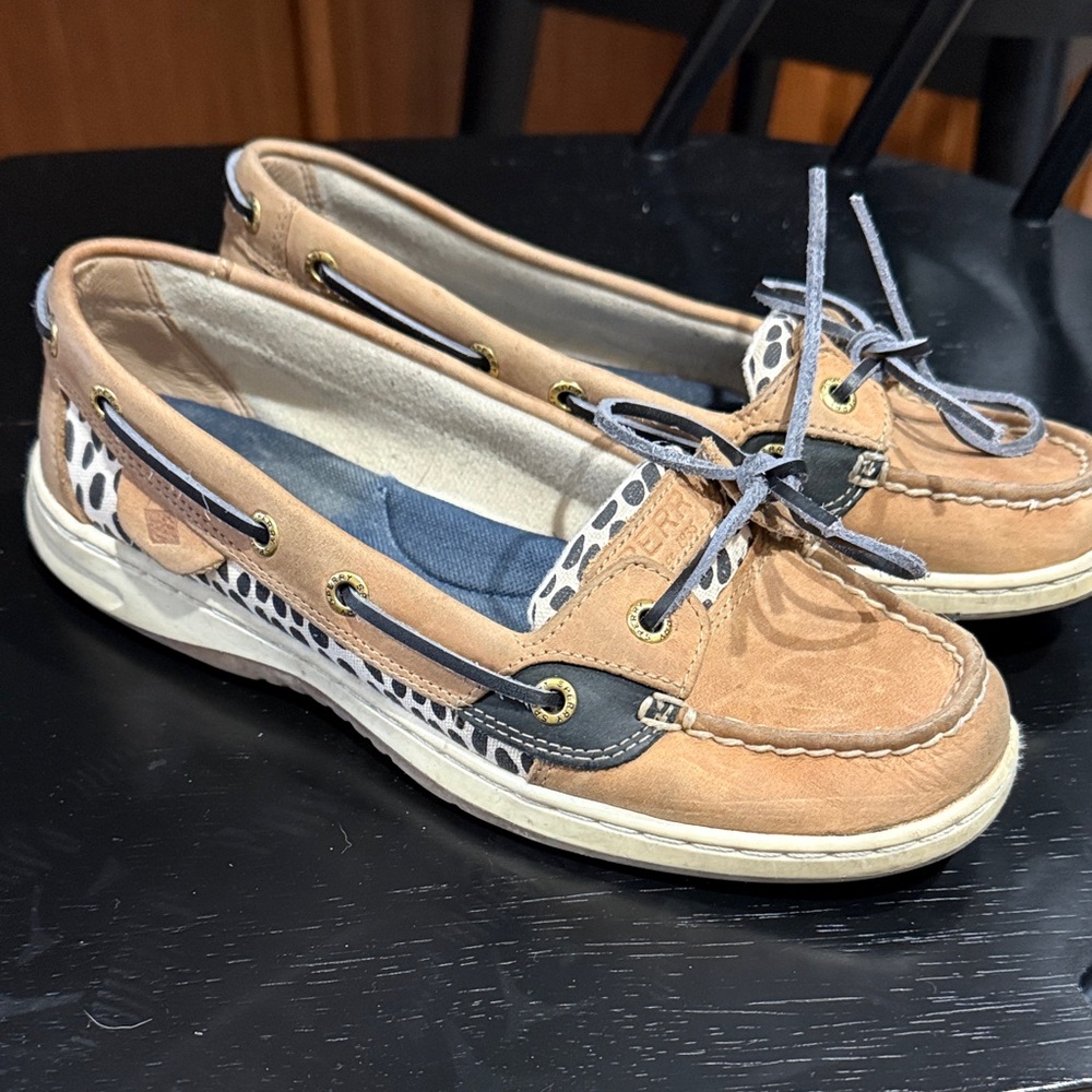 Sperry Tan and Black Patterned Loafers